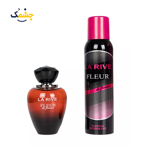 ست ادکلن 90میل و اسپری 150 میل زنانه Fleur De Femme لاریو