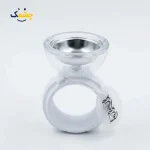 جای بخور و عود شیشه‌ای و رزین سفید White Chalk & Glass Incense Burner پایه حلقه‌ای